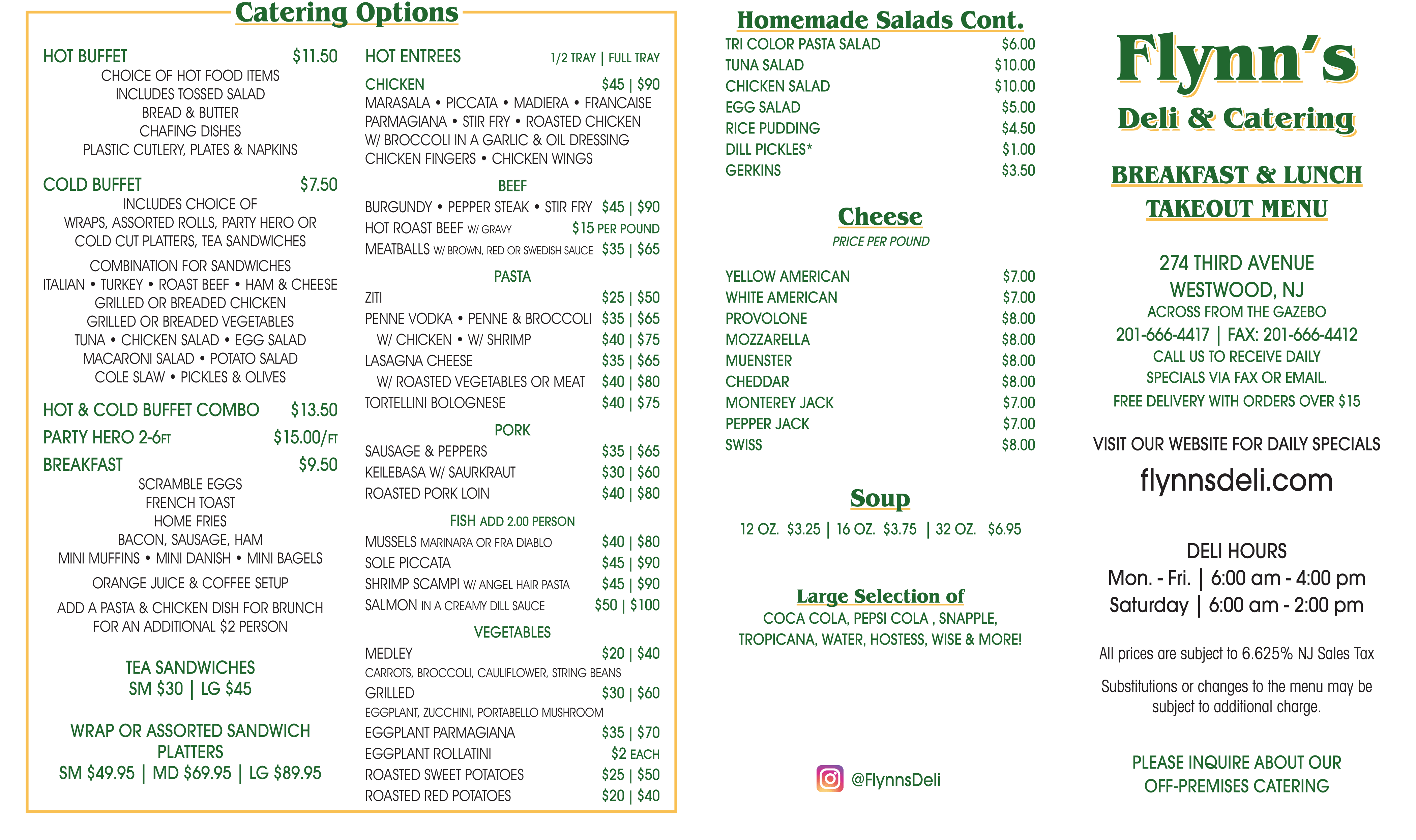 Flynn's Delicatessen Menus
